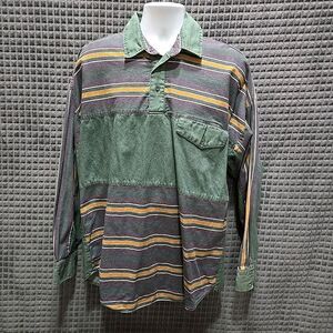 VTG Roper Sport Mens Shirt SzL Longsleeves Button Western Striped 90s HeavyDuty